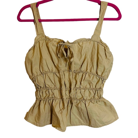 TOPSHOP Poplin Corset Style Tie Front Cami *Camel 4 - Picture 2 of 6